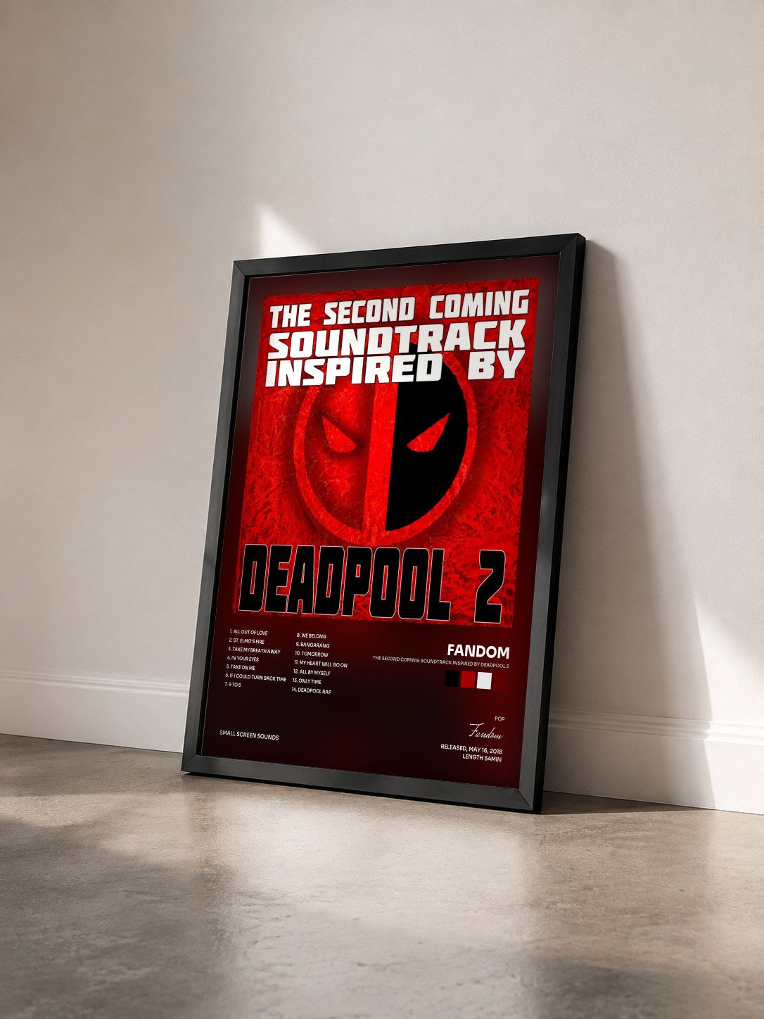 #noir Tableau de l'album The Second Coming: Soundtrack Inspired by Deadpool 2 de Fandom vu de trois quarts, cadre noir