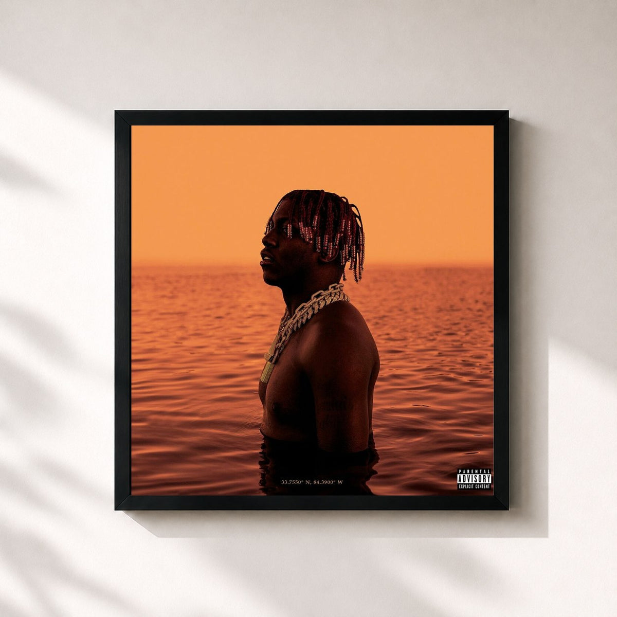 #noir Tableau carré de l'album Lil Boat 2 de Lil Yachty, cadre noir 32x32 cm