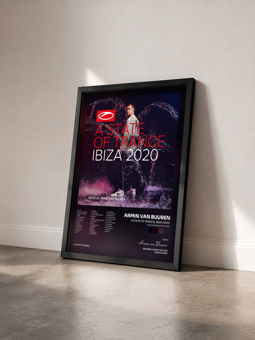 #noir A State Of Trance, Ibiza 2020 (Mixed by Armin van Buuren) de Armin van Buuren en lámina enmarcada vista de tres cuartos, marco negro