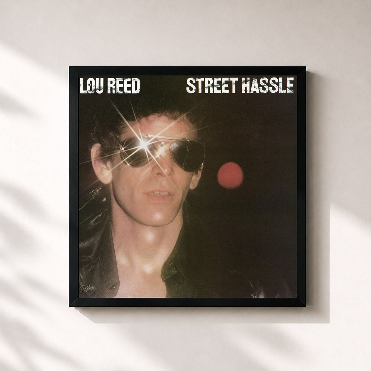 #noir Tableau carré de l'album Street Hassle de Lou Reed, cadre noir 32x32 cm