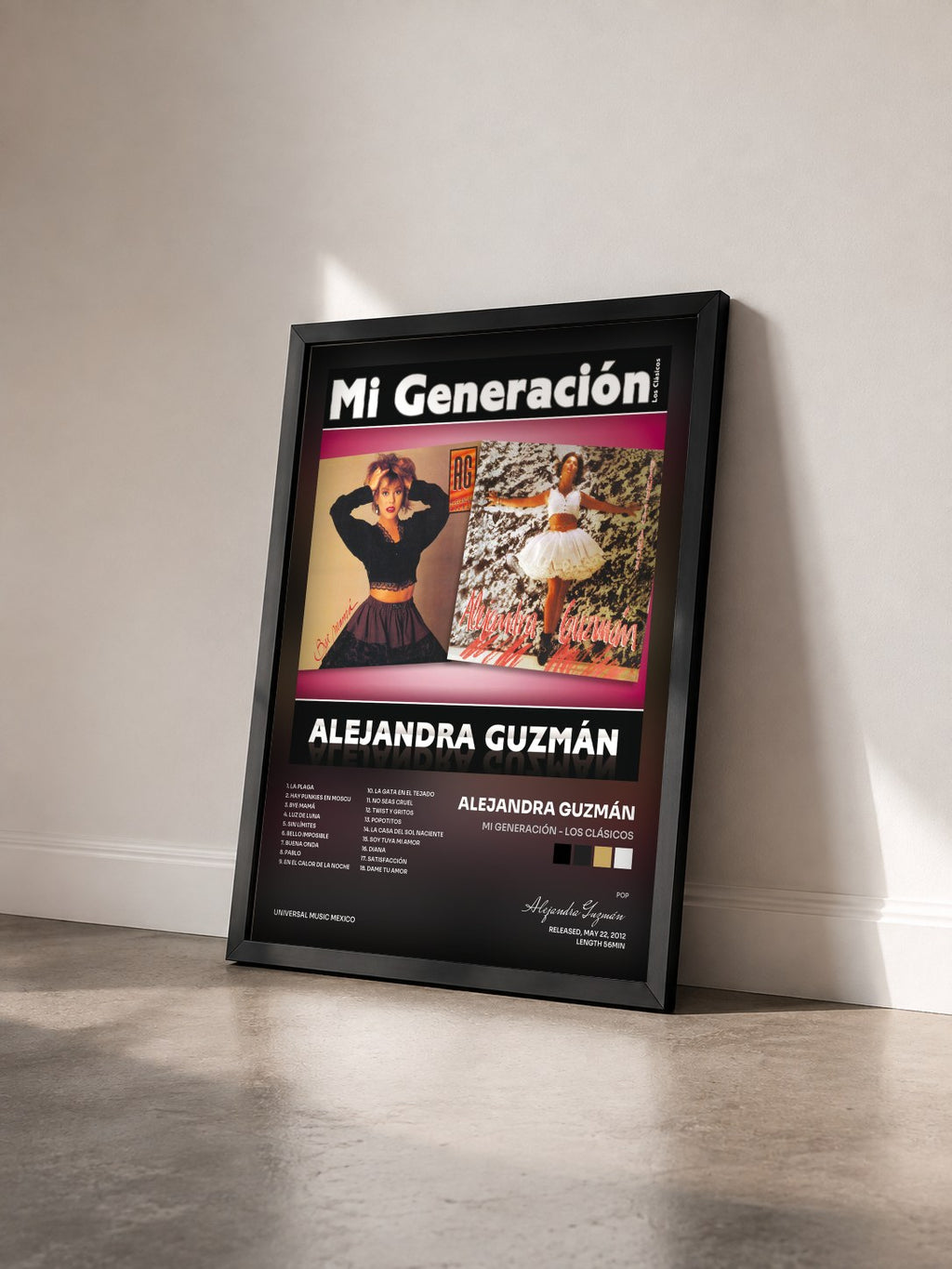 #noir Tableau de l'album Mi Generación - Los Clásicos de Alejandra Guzmán vu de trois quarts, cadre noir