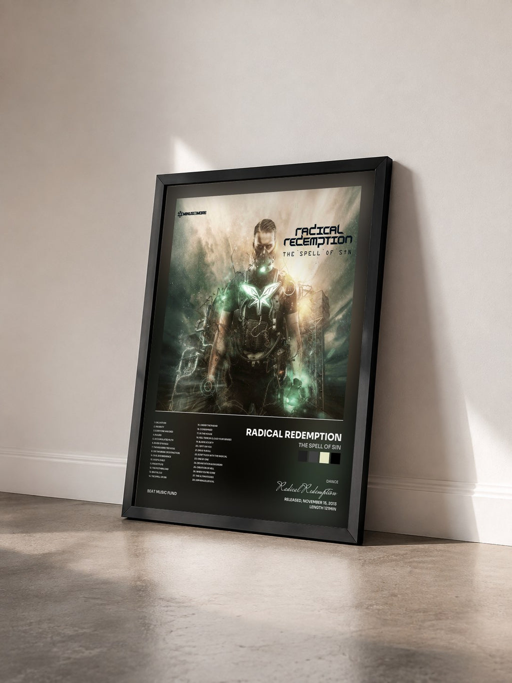 #noir Tableau de l'album The Spell of Sin de Radical Redemption vu de trois quarts, cadre noir