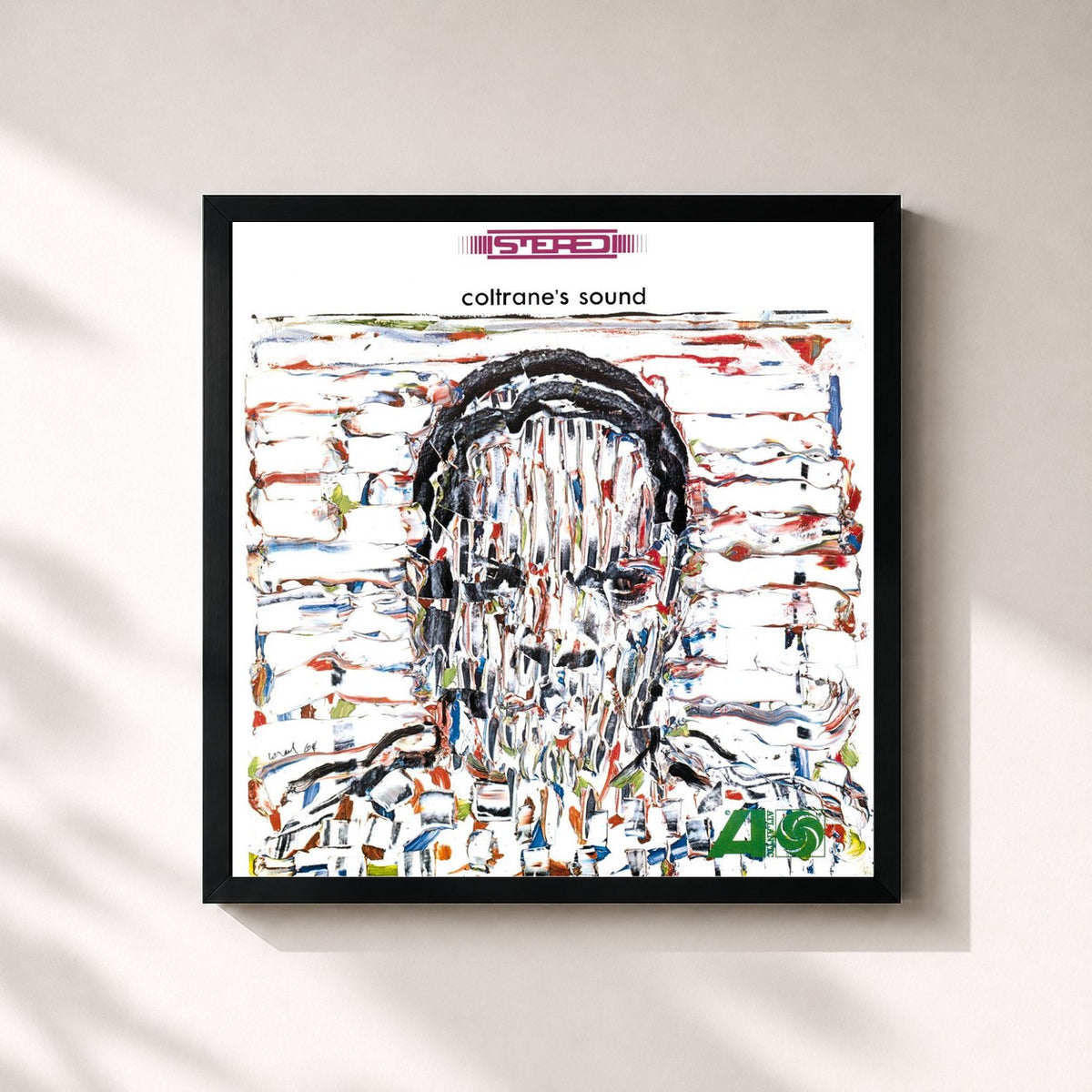 #noir Tableau carré de l'album Coltrane's Sound de John Coltrane, cadre noir 32x32 cm