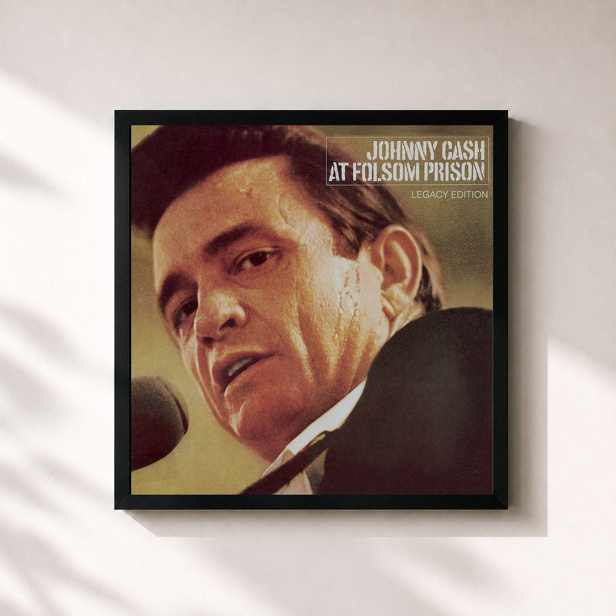 #noir Tableau carré de l'album At Folsom Prison (Legacy Edition) de Johnny Cash, cadre noir 32x32 cm