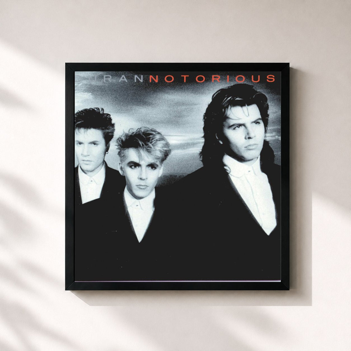 #noir Notorious di Duran Duran in stampa quadrata incorniciata, cornice nera 32x32 cm