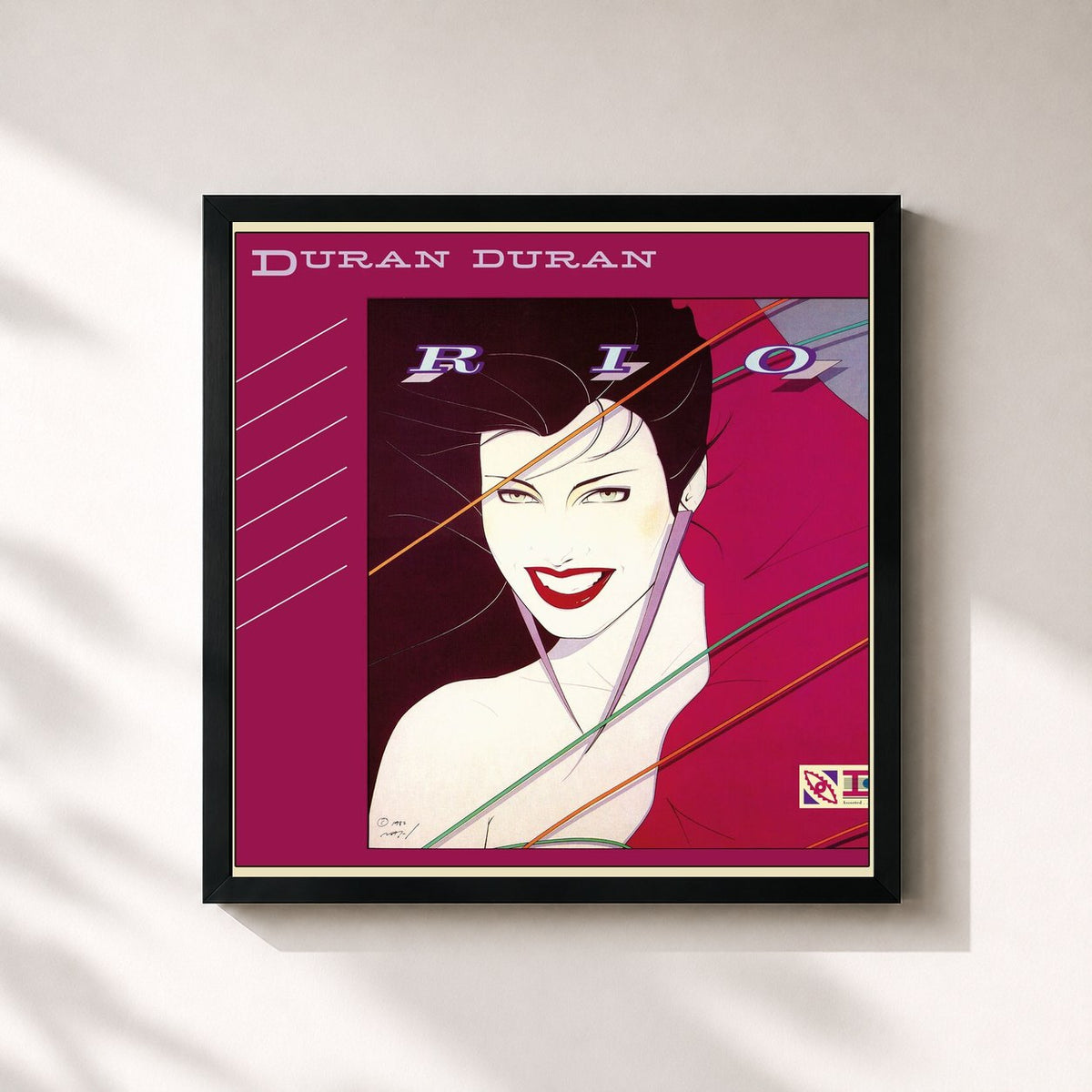 #noir Rio di Duran Duran in stampa quadrata incorniciata, cornice nera 32x32 cm
