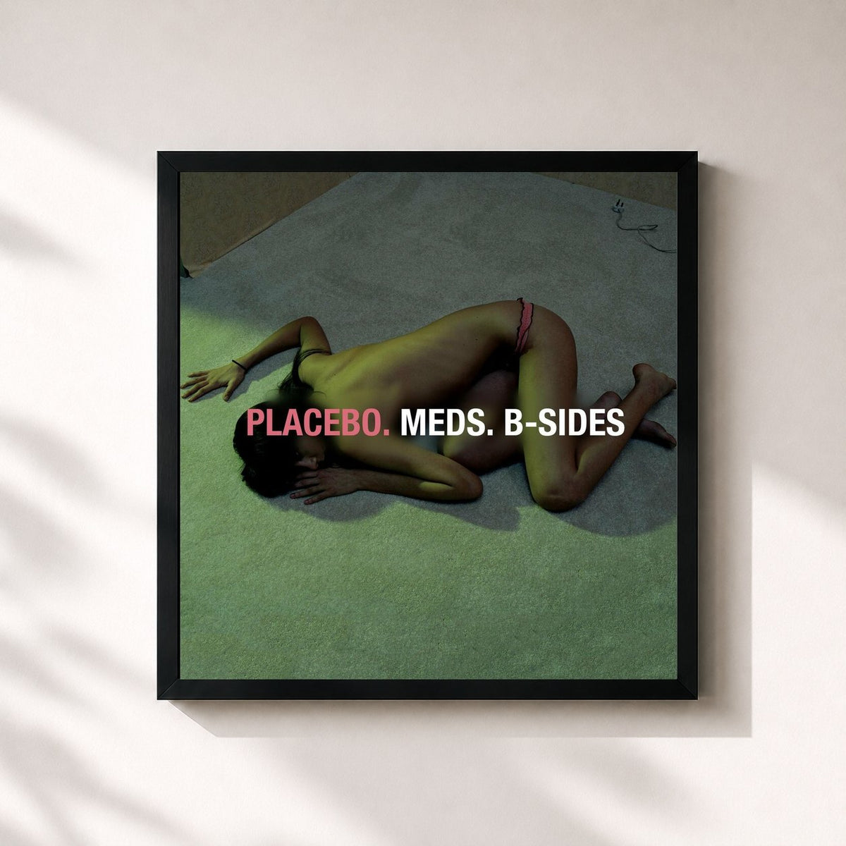 #noir Tableau carré de l'album Meds: B-Sides de Placebo, cadre noir 32x32 cm