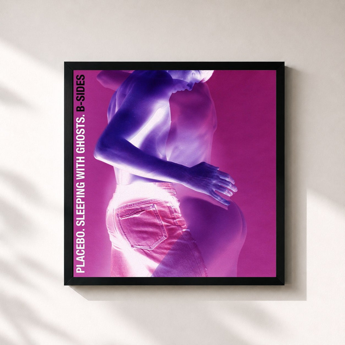 #noir Tableau carré de l'album Sleeping With Ghosts: B-Sides de Placebo, cadre noir 32x32 cm