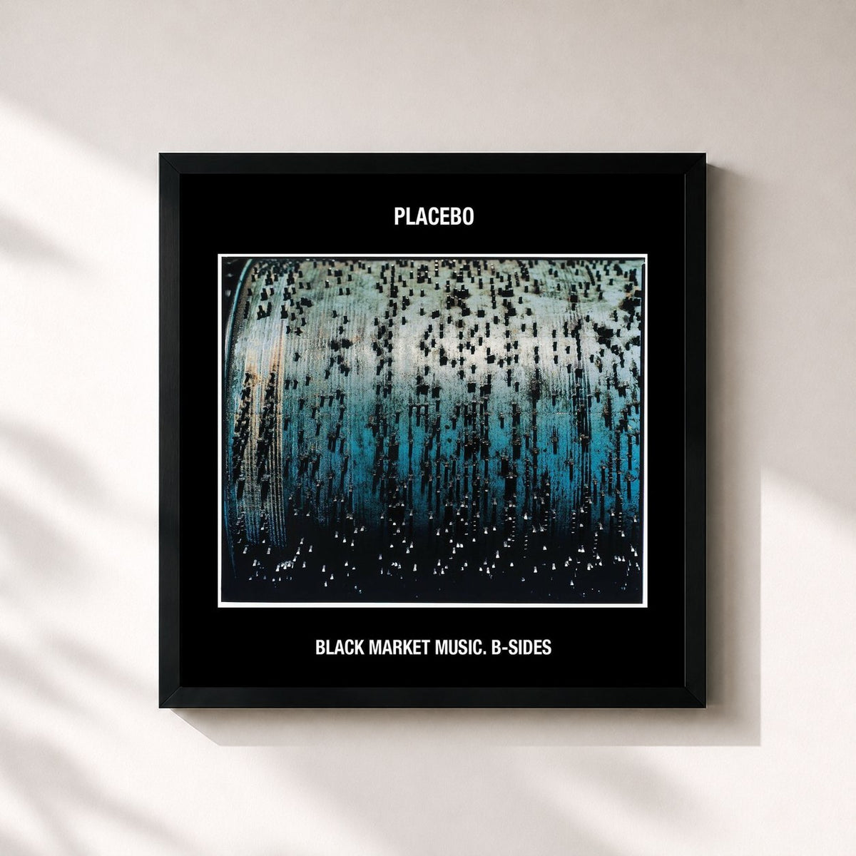 #noir Tableau carré de l'album Black Market Music: B-Sides de Placebo, cadre noir 32x32 cm