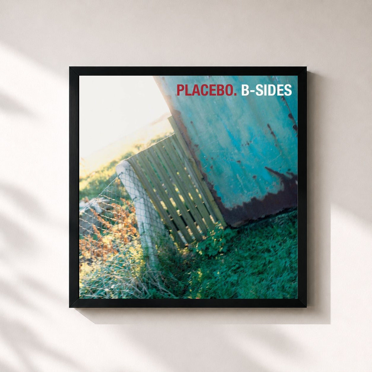 #noir Tableau carré de l'album Placebo: B-Sides de Placebo, cadre noir 32x32 cm