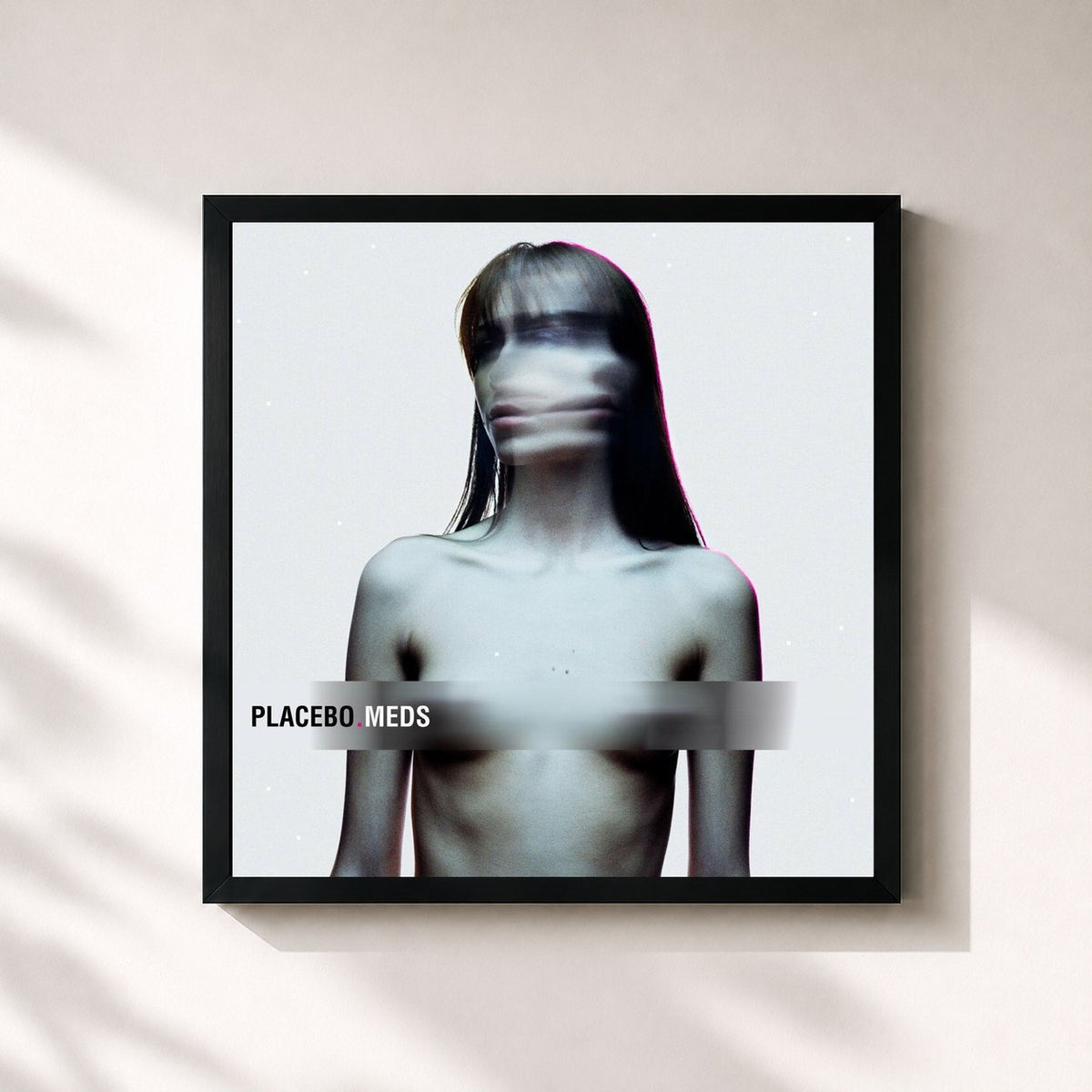 #noir Tableau carré de l'album Meds de Placebo, cadre noir 32x32 cm