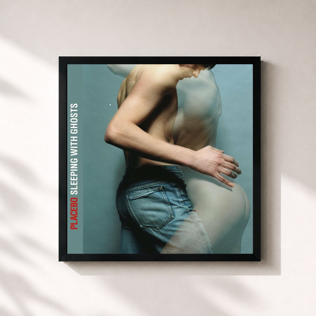 #noir Tableau carré de l'album Sleeping With Ghosts de Placebo, cadre noir 32x32 cm