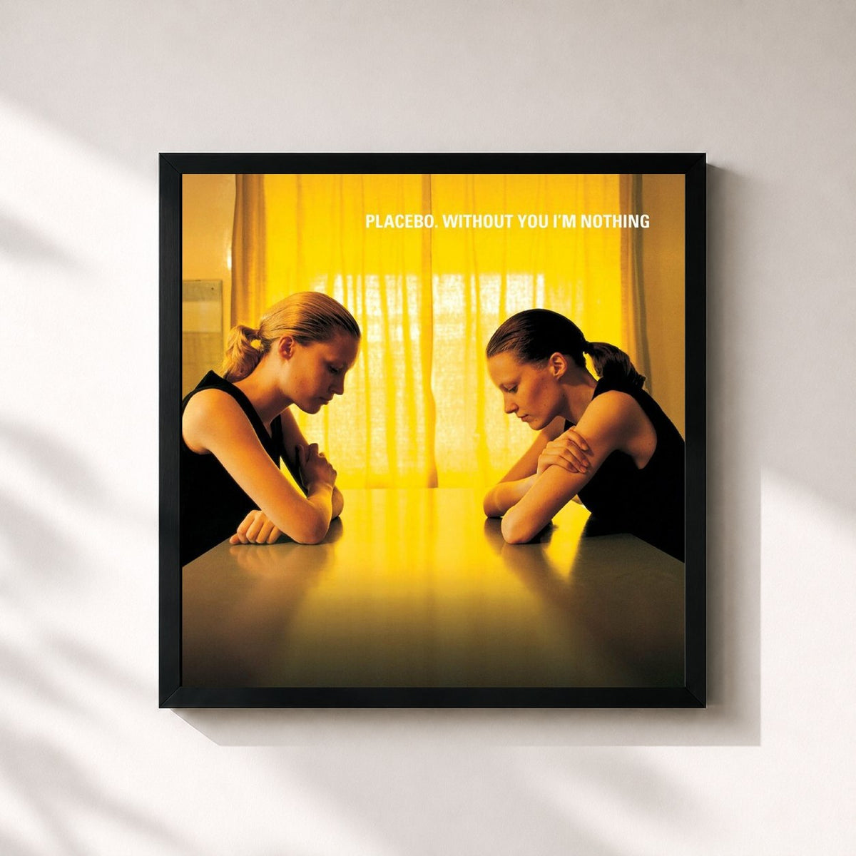 #noir Tableau carré de l'album Without You I'm Nothing de Placebo, cadre noir 32x32 cm