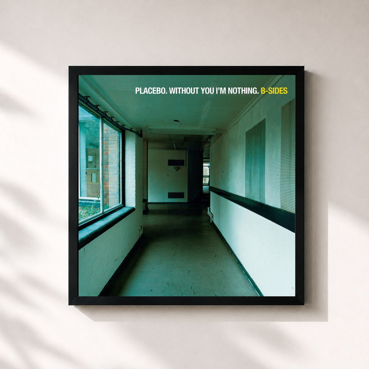 #noir Tableau carré de l'album Without You I'm Nothing: B-Sides de Placebo, cadre noir 32x32 cm