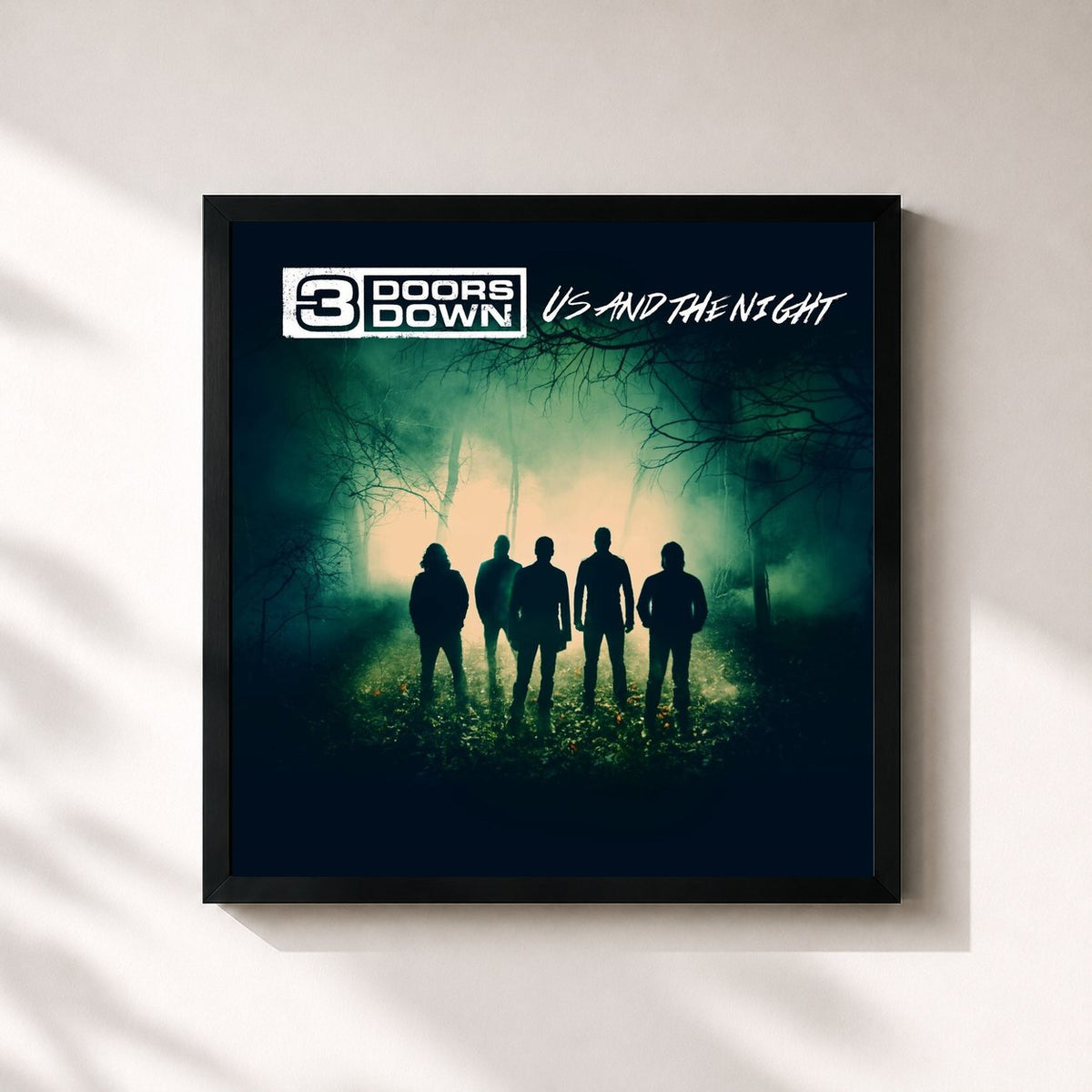 #noir Us And The Night von 3 Doors Down als quadratischer Kunstdruck, schwarzer Rahmen 32x32 cm