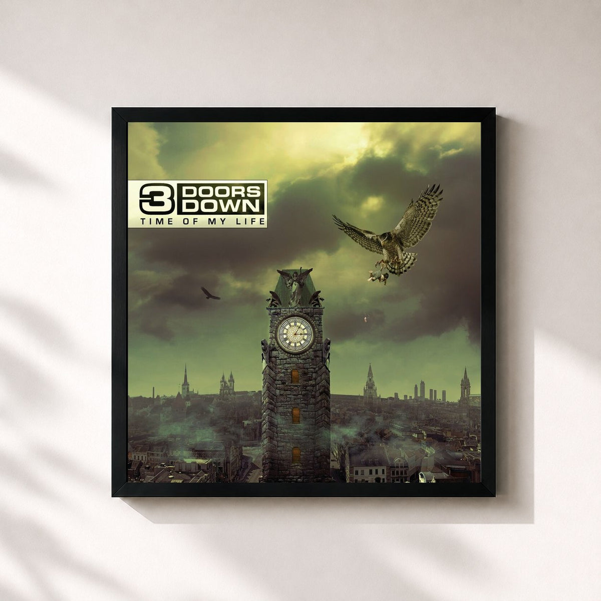 #noir Time Of My Life von 3 Doors Down als quadratischer Kunstdruck, schwarzer Rahmen 32x32 cm