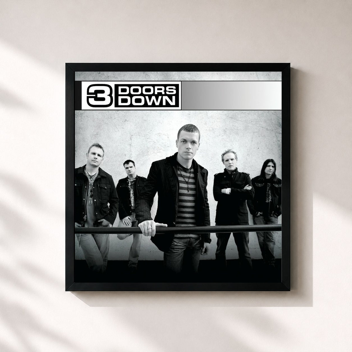 #noir 3 Doors Down von 3 Doors Down als quadratischer Kunstdruck, schwarzer Rahmen 32x32 cm
