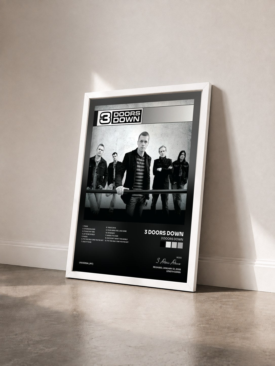 #blanc 3 Doors Down von 3 Doors Down als gerahmter Kunstdruck von schräg gesehen, weißer Rahmen
