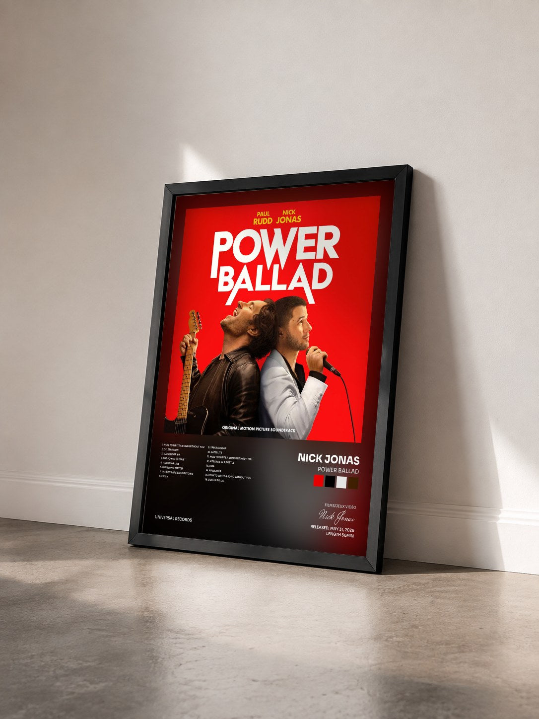 #noir Power Ballad von Nick Jonas als gerahmter Kunstdruck von schräg gesehen, schwarzer Rahmen