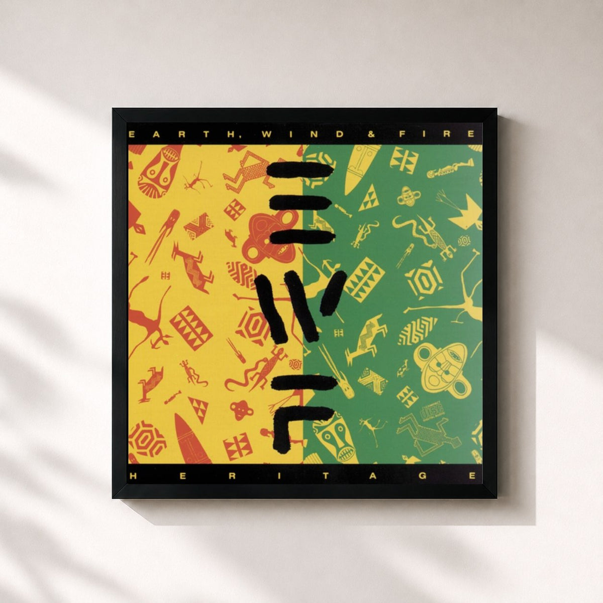 #noir Heritage by Earth, Wind & Fire as a square framed art print, black 32x32 cm frame