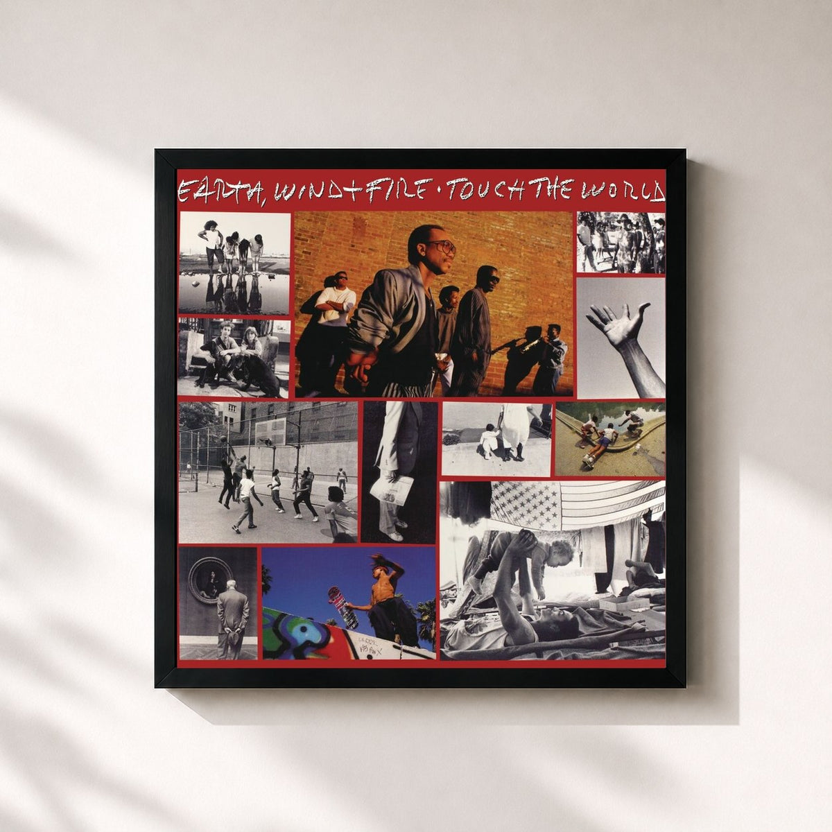 #noir Touch The World by Earth, Wind & Fire as a square framed art print, black 32x32 cm frame