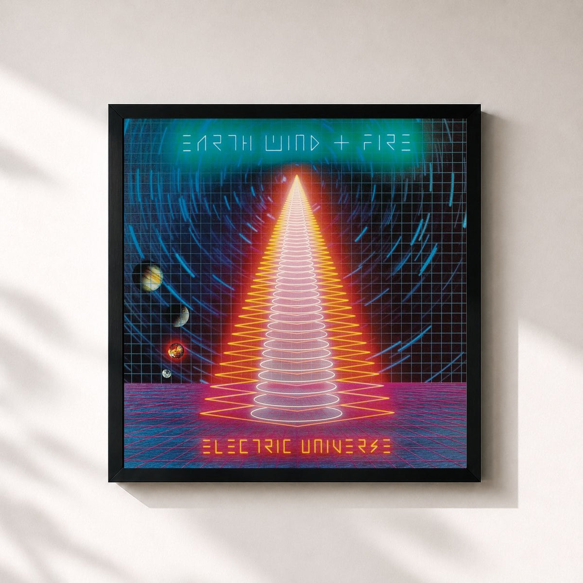 #noir Electric Universe (Expanded Edition) by Earth, Wind & Fire as a square framed art print, black 32x32 cm frame