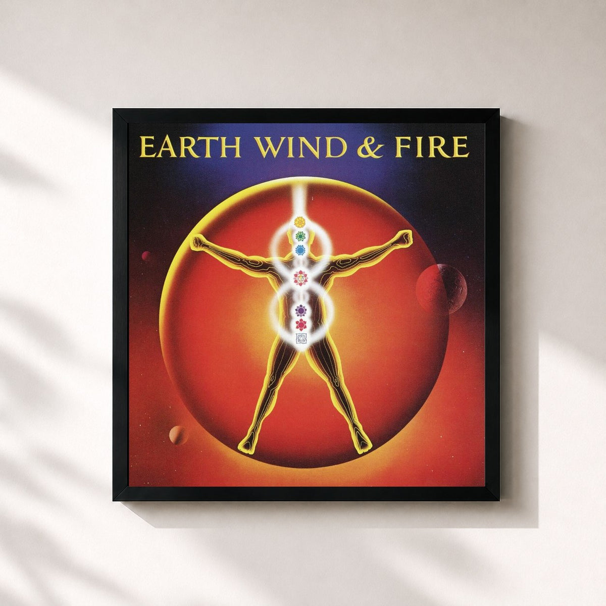 #noir Powerlight by Earth, Wind & Fire as a square framed art print, black 32x32 cm frame