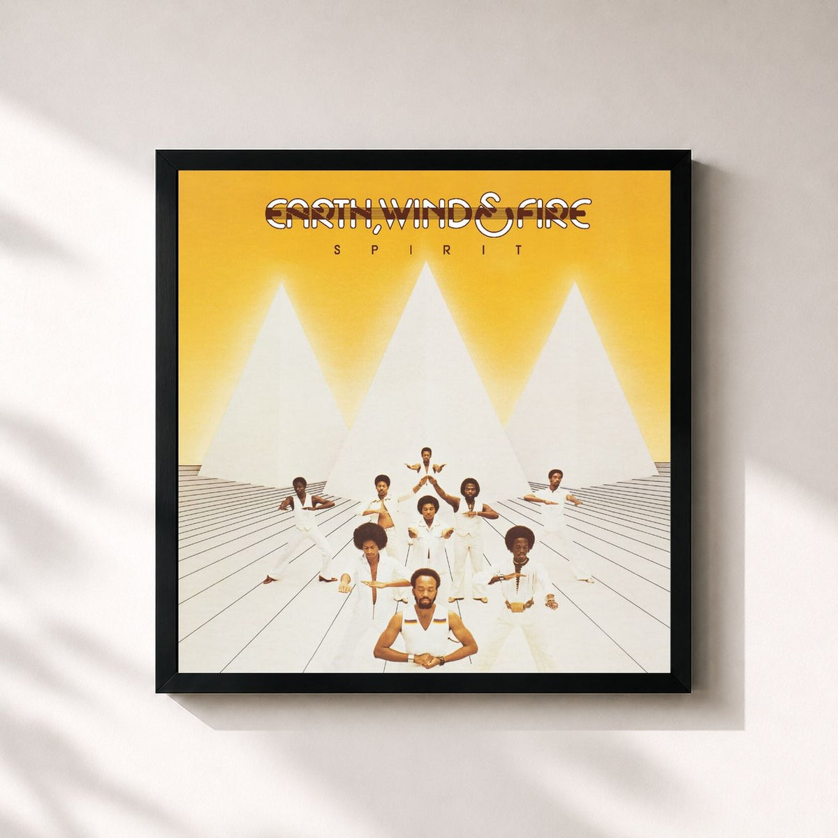 #noir Spirit by Earth, Wind & Fire as a square framed art print, black 32x32 cm frame