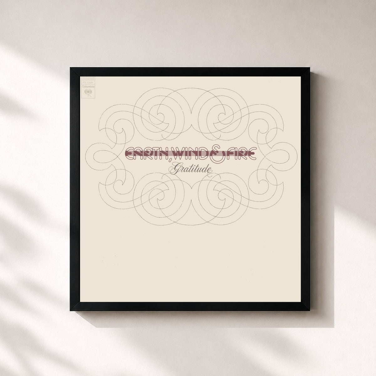 #noir Gratitude by Earth, Wind & Fire as a square framed art print, black 32x32 cm frame