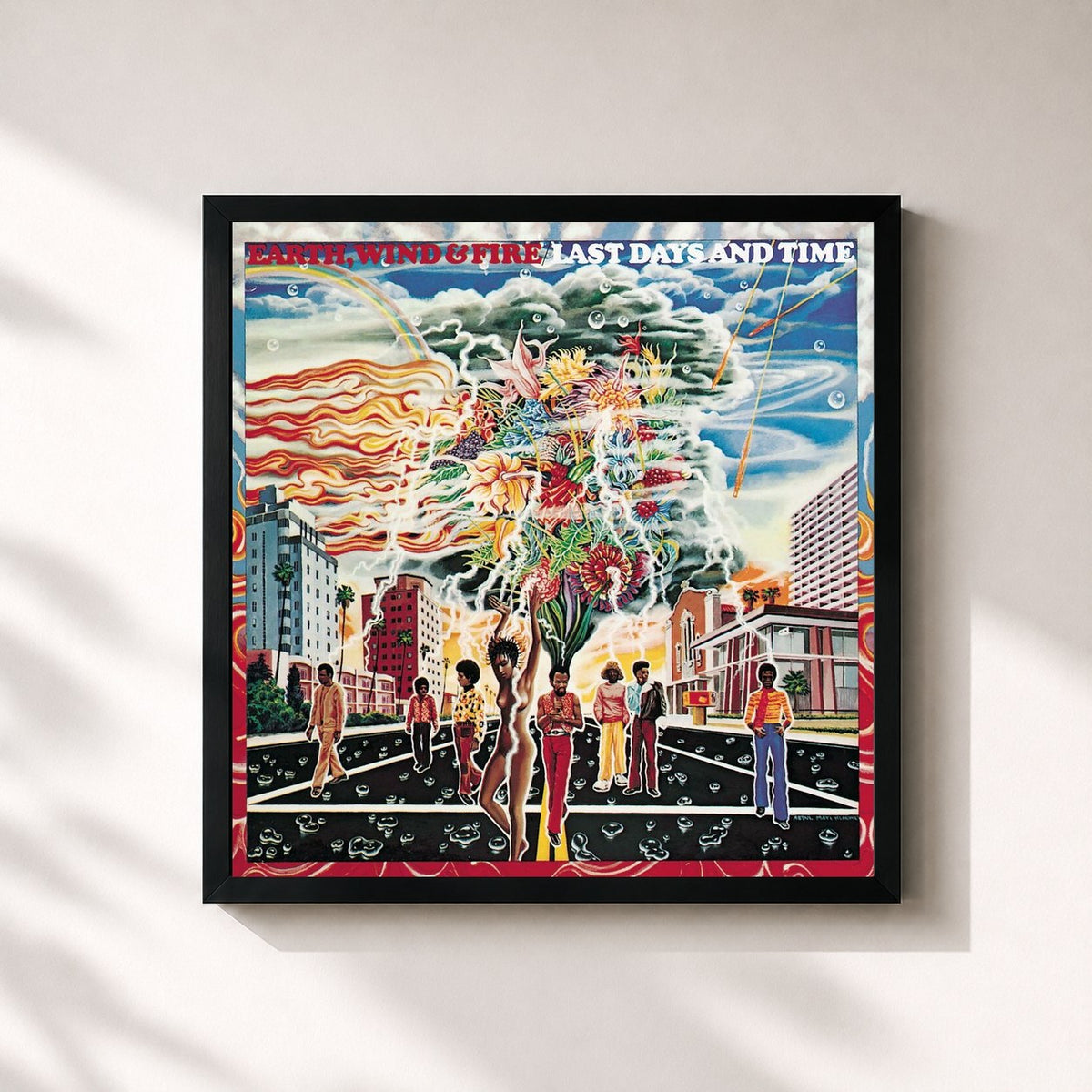 #noir Last Days and Time by Earth, Wind & Fire as a square framed art print, black 32x32 cm frame