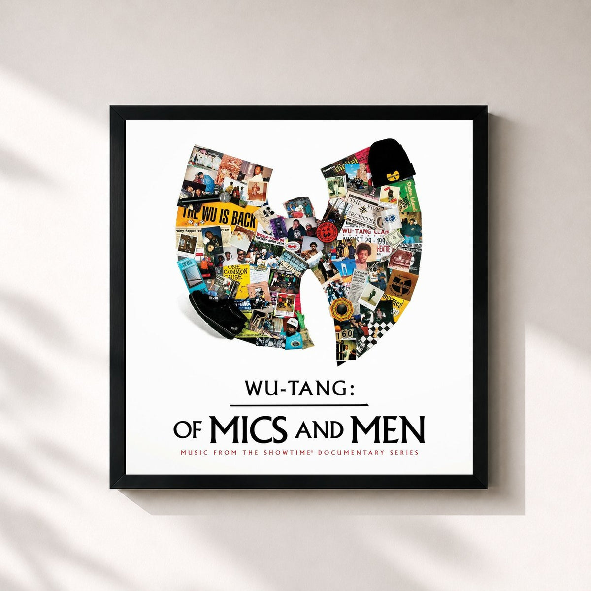 #noir Of Mics and Men (Music from the Showtime Documentary Series) by Wu-Tang Clan as a square framed art print, black 32x32 cm frame