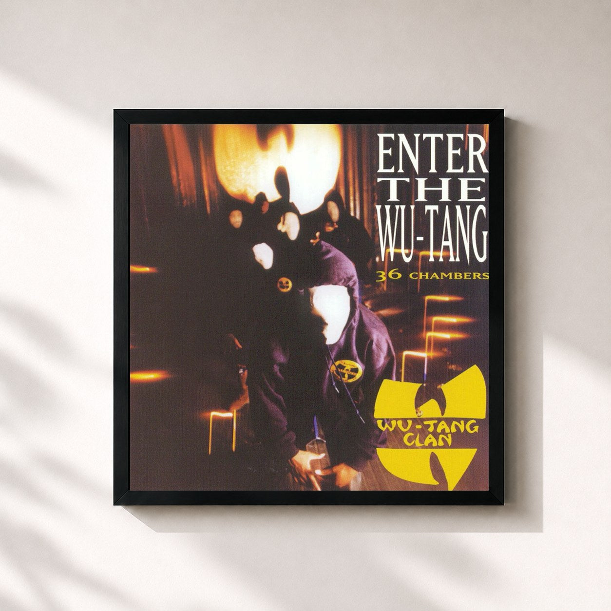 #noir Tableau carré de l'album Enter the Wu-Tang (36 Chambers) de Wu-Tang Clan, cadre noir 32x32 cm
