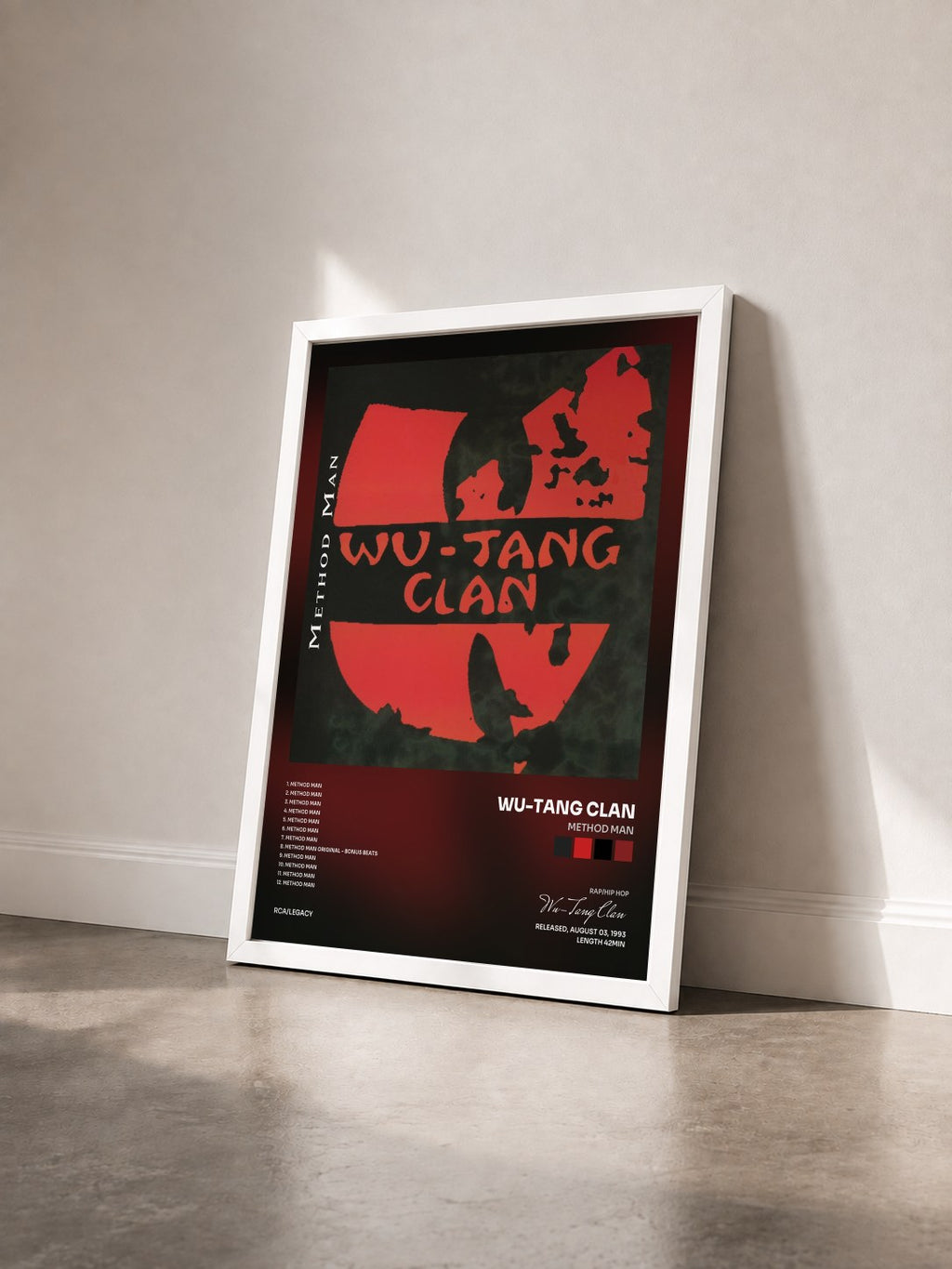 #blanc Method Man di Wu-Tang Clan in stampa incorniciata vista di tre quarti, cornice bianca