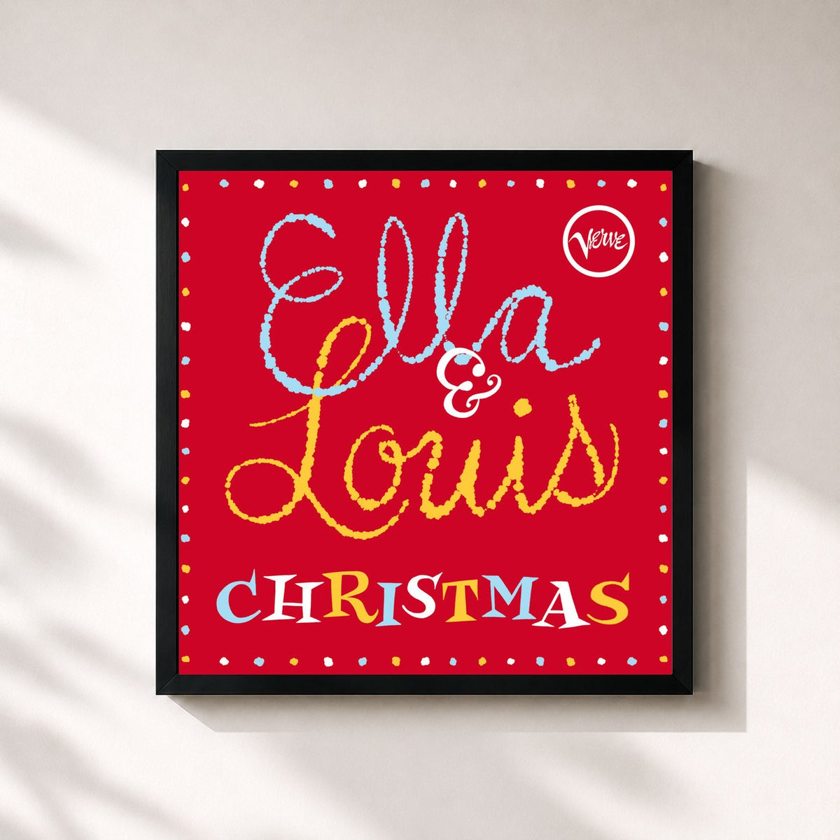 #noir Tableau carré de l'album Ella & Louis Christmas de Ella Fitzgerald, cadre noir 32x32 cm