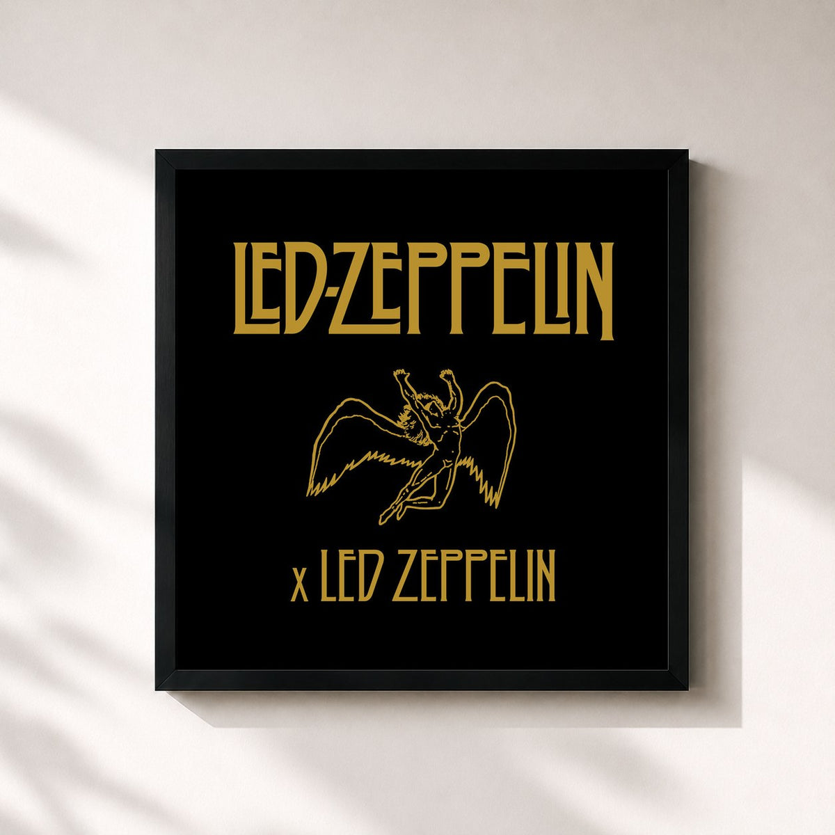 #noir Tableau carré de l'album Led Zeppelin x Led Zeppelin de Led Zeppelin, cadre noir 32x32 cm