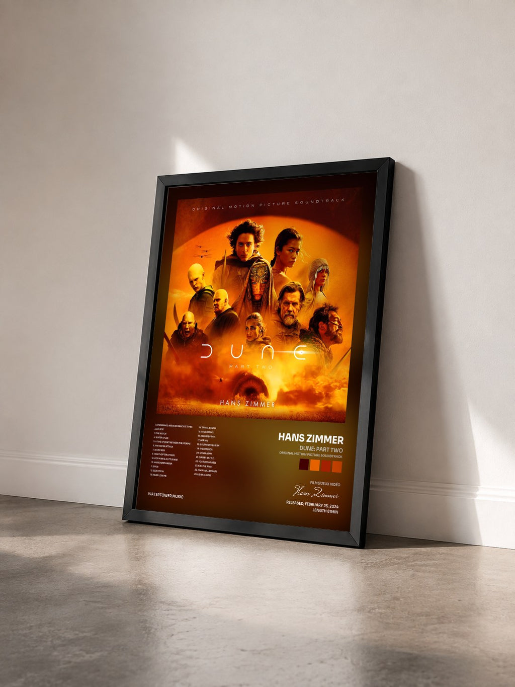 #noir Tableau de l'album Dune: Part Two (Original Motion Picture Soundtrack) de Hans Zimmer vu de trois quarts, cadre noir
