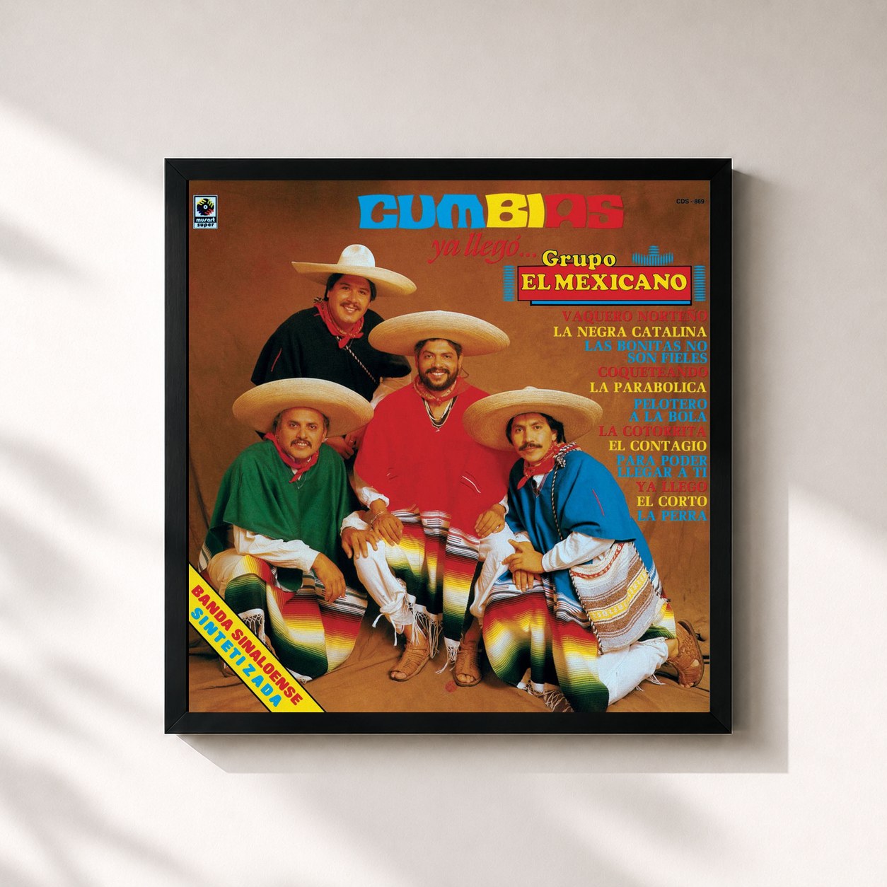 #noir Tableau carré de l'album Cumbias Ya Llegó... (Remastered 2025) de Mi Banda El Mexicano, cadre noir 32x32 cm
