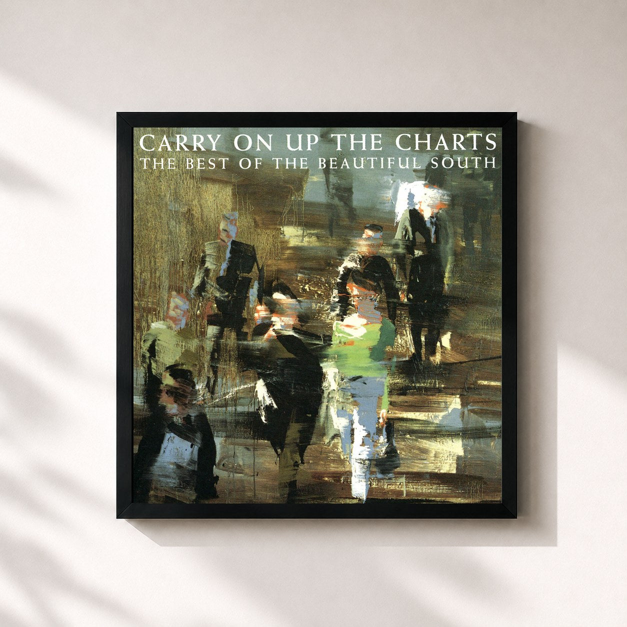 #noir Tableau carré de l'album Carry On Up The Charts de The Beautiful South, cadre noir 32x32 cm