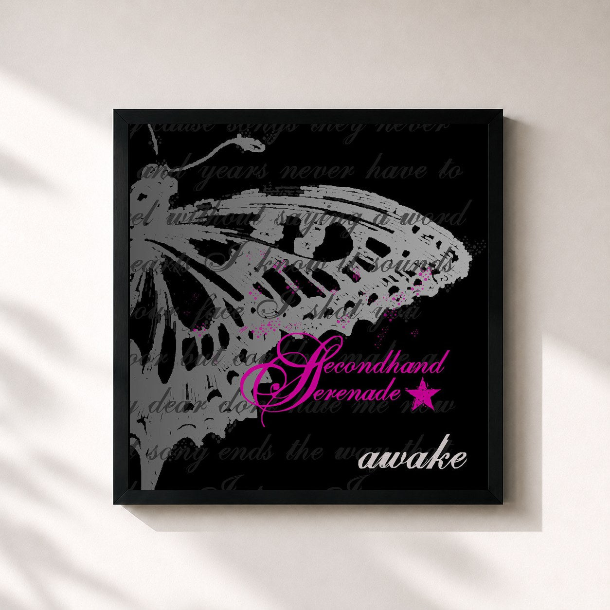 #noir Tableau carré de l'album Awake de Secondhand Serenade, cadre noir 32x32 cm