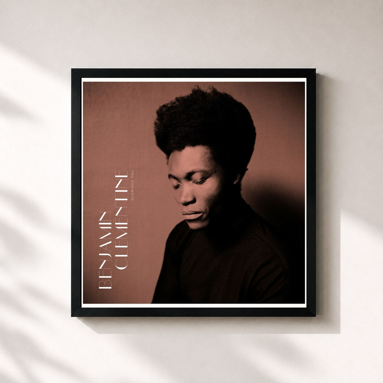 #noir Tableau carré de l'album Glorious You de Benjamin Clementine, cadre noir 32x32 cm