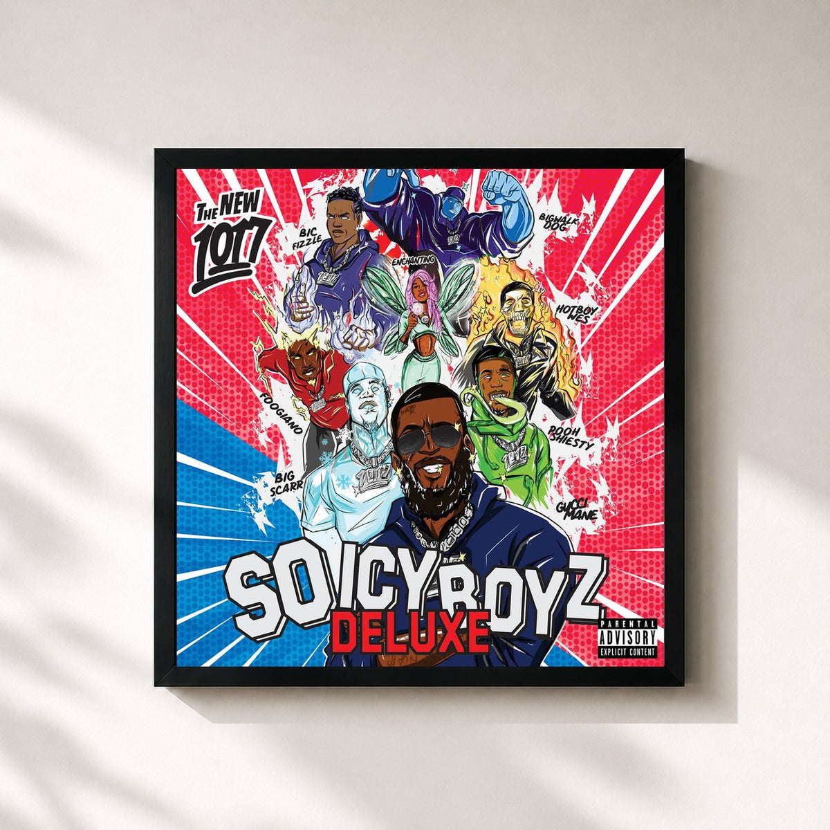 #noir Tableau carré de l'album So Icy Boyz (Deluxe) de Gucci Mane, cadre noir 32x32 cm