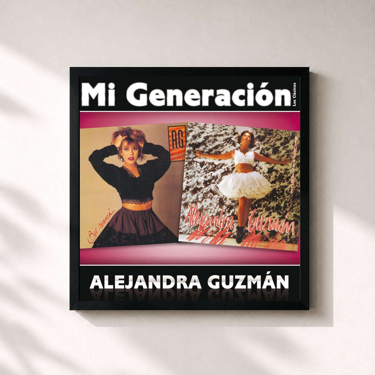 #noir Tableau carré de l'album Mi Generación - Los Clásicos de Alejandra Guzmán, cadre noir 32x32 cm