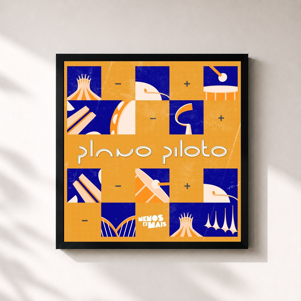 #noir Tableau carré de l'album Plano Piloto, EP1 de Grupo Menos É Mais, cadre noir 32x32 cm