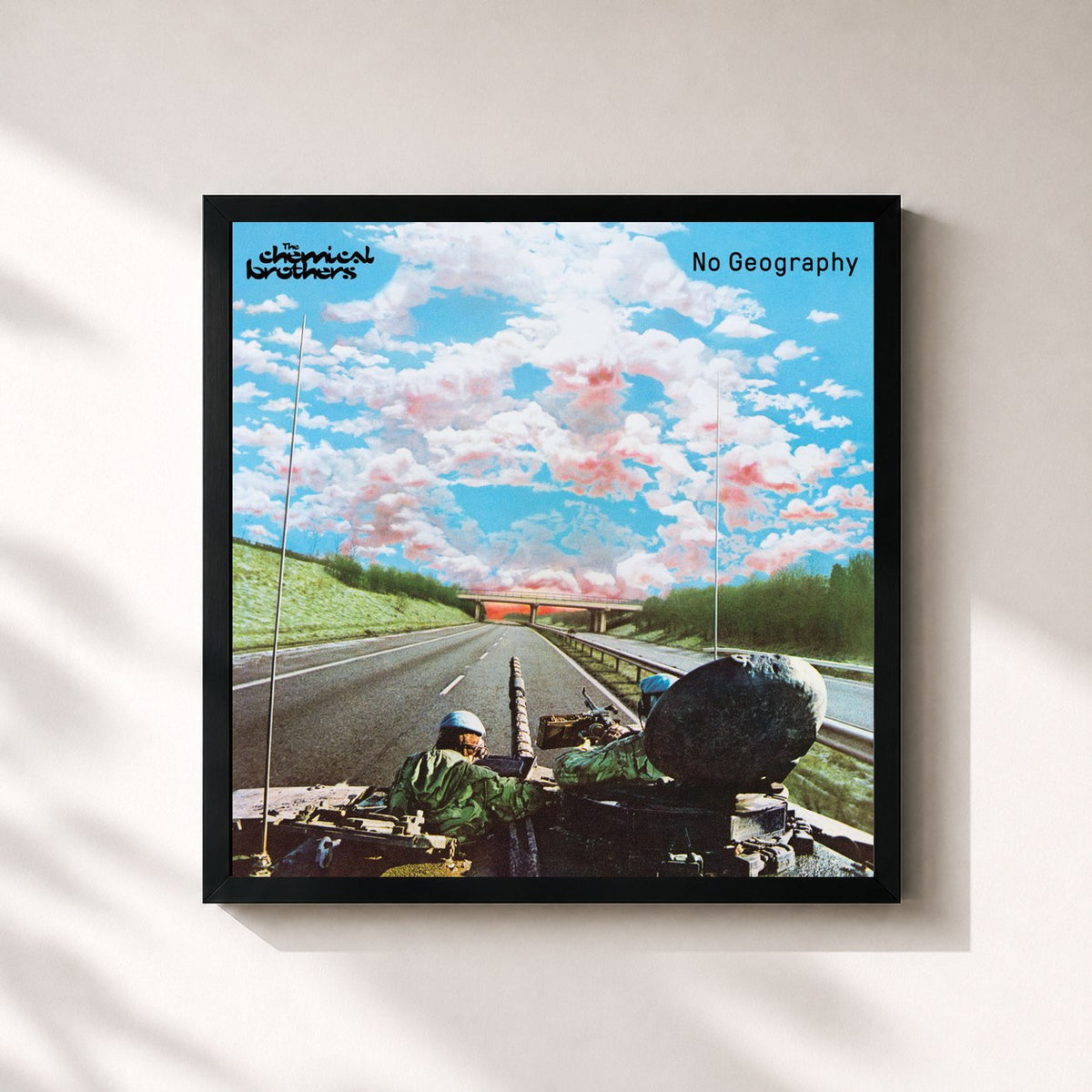 #noir Tableau carré de l'album No Geography de The Chemical Brothers, cadre noir 32x32 cm