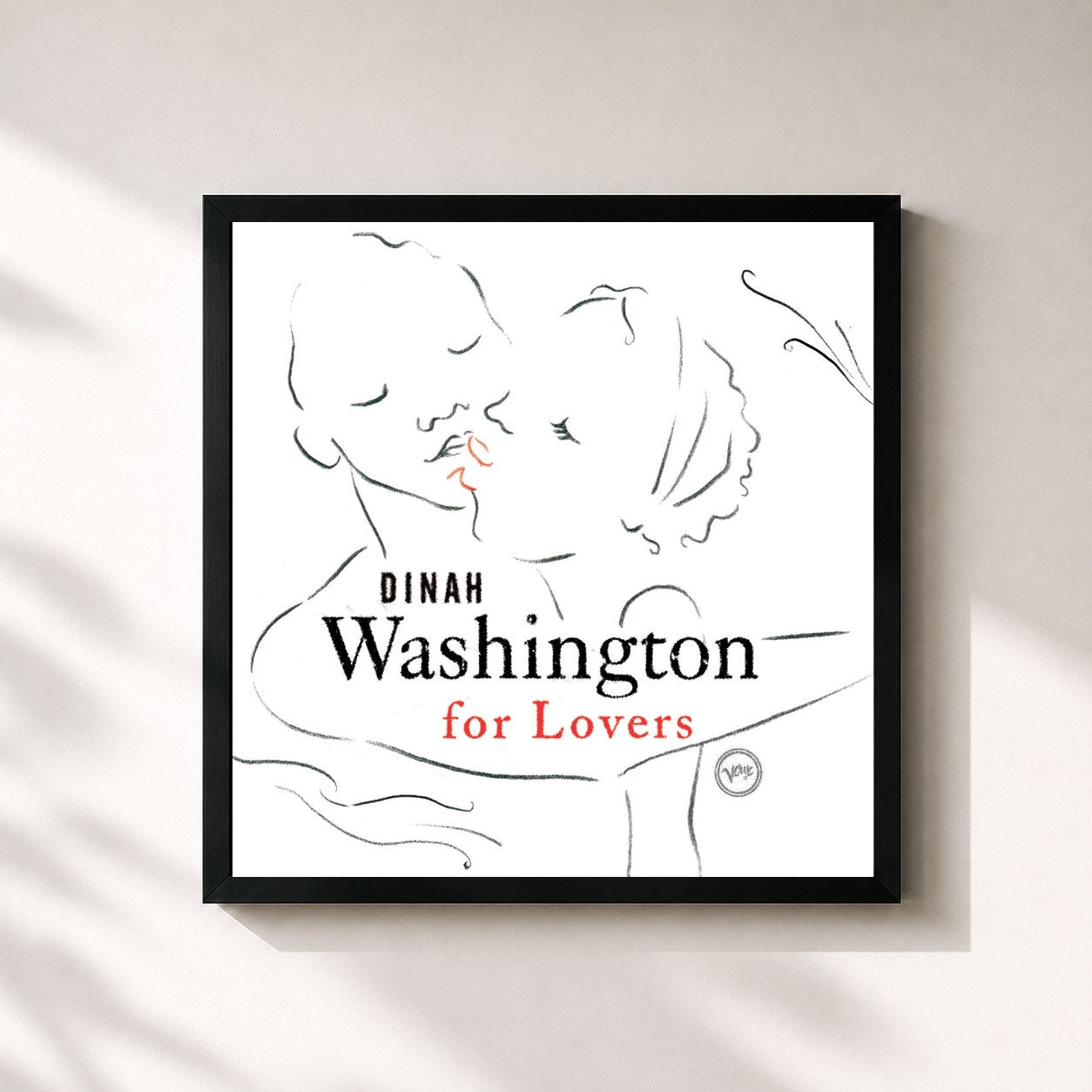 #noir Tableau carré de l'album Dinah Washington For Lovers de Dinah Washington, cadre noir 32x32 cm
