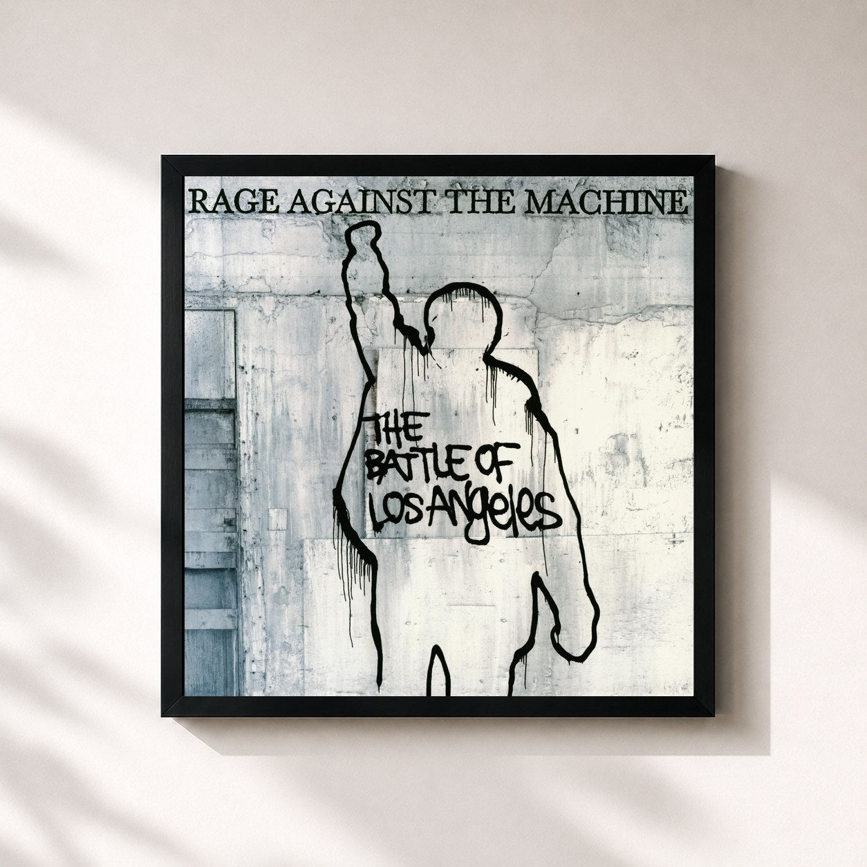 #noir The Battle Of Los Angeles by Rage Against the Machine as a square framed art print, black 32x32 cm frame