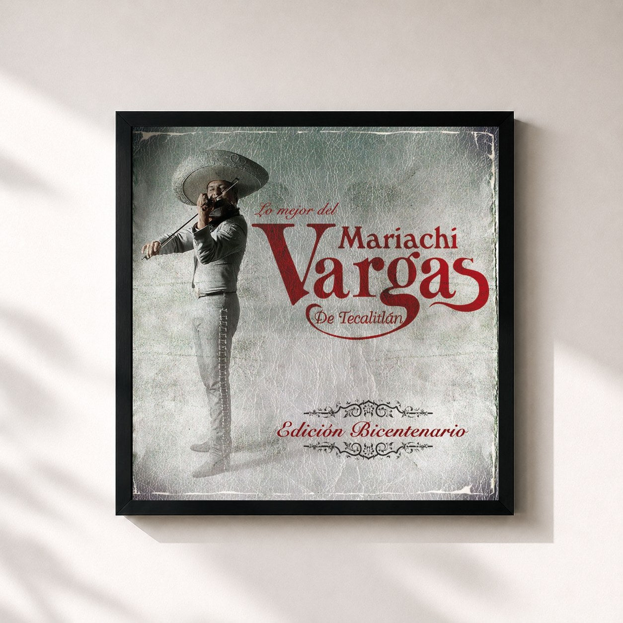 #noir Tableau carré de l'album Lo mejor del Mariachi Vargas de Tecalitlan de Mariachi Vargas De Tecalitlan, cadre noir 32x32 cm