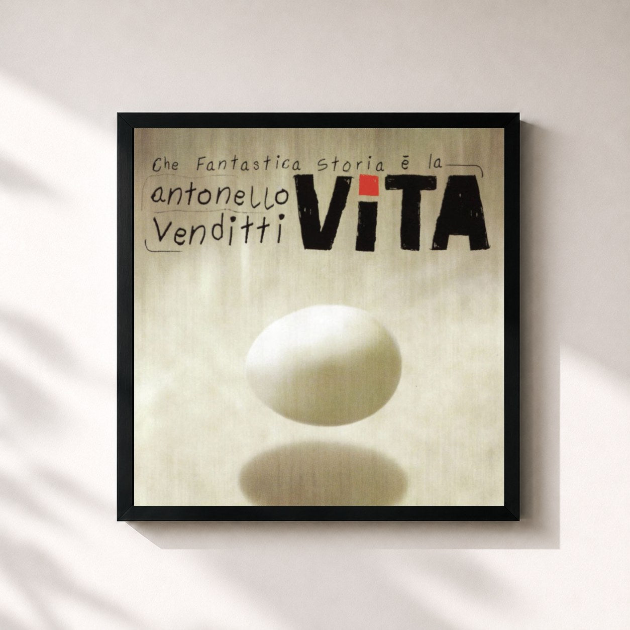 #noir Tableau carré de l'album Che Fantastica Storia È La Vita de Antonello Venditti, cadre noir 32x32 cm