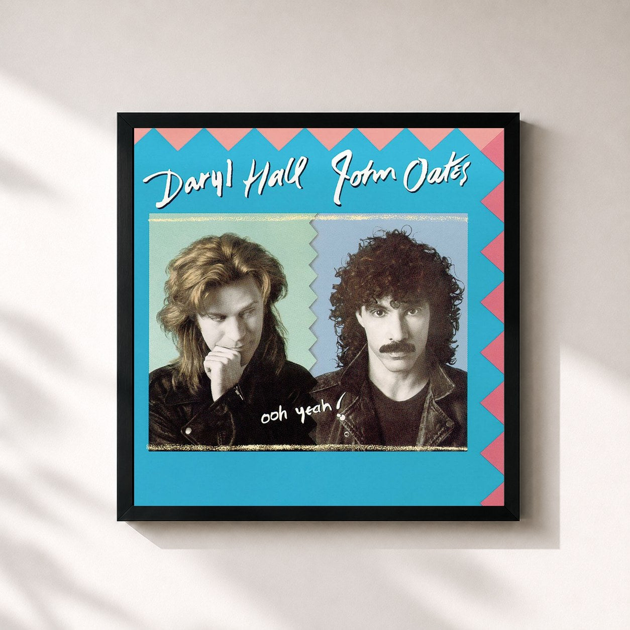 #noir Tableau carré de l'album Ooh Yeah! de Daryl Hall & John Oates, cadre noir 32x32 cm