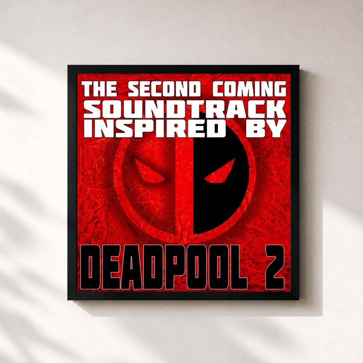 #noir Tableau carré de l'album The Second Coming: Soundtrack Inspired by Deadpool 2 de Fandom, cadre noir 32x32 cm